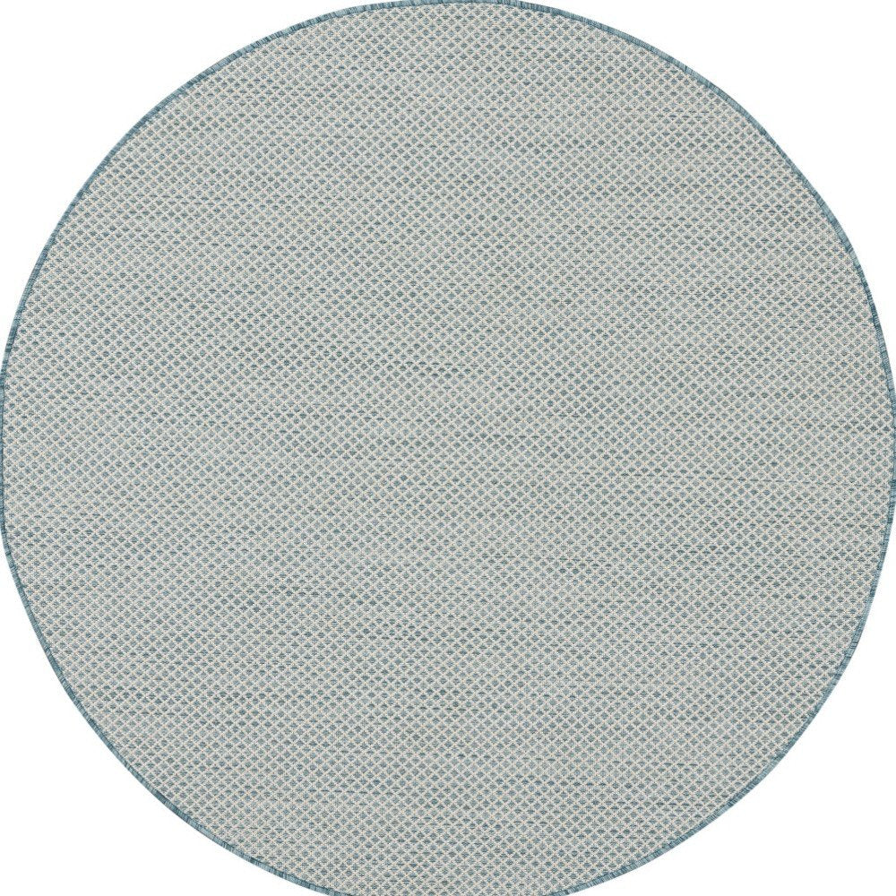 6' Blue Square Geometric Power Loom Area Rug