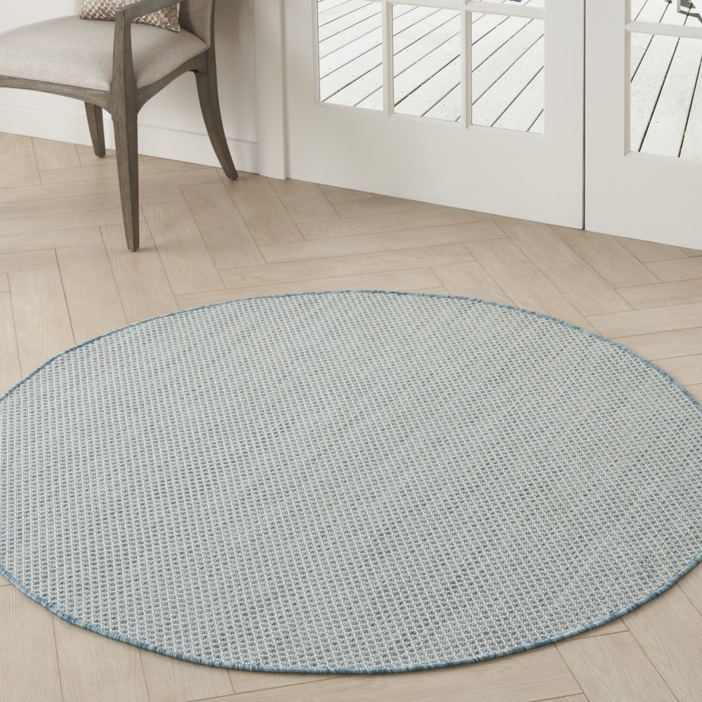 6' Blue Square Geometric Power Loom Area Rug