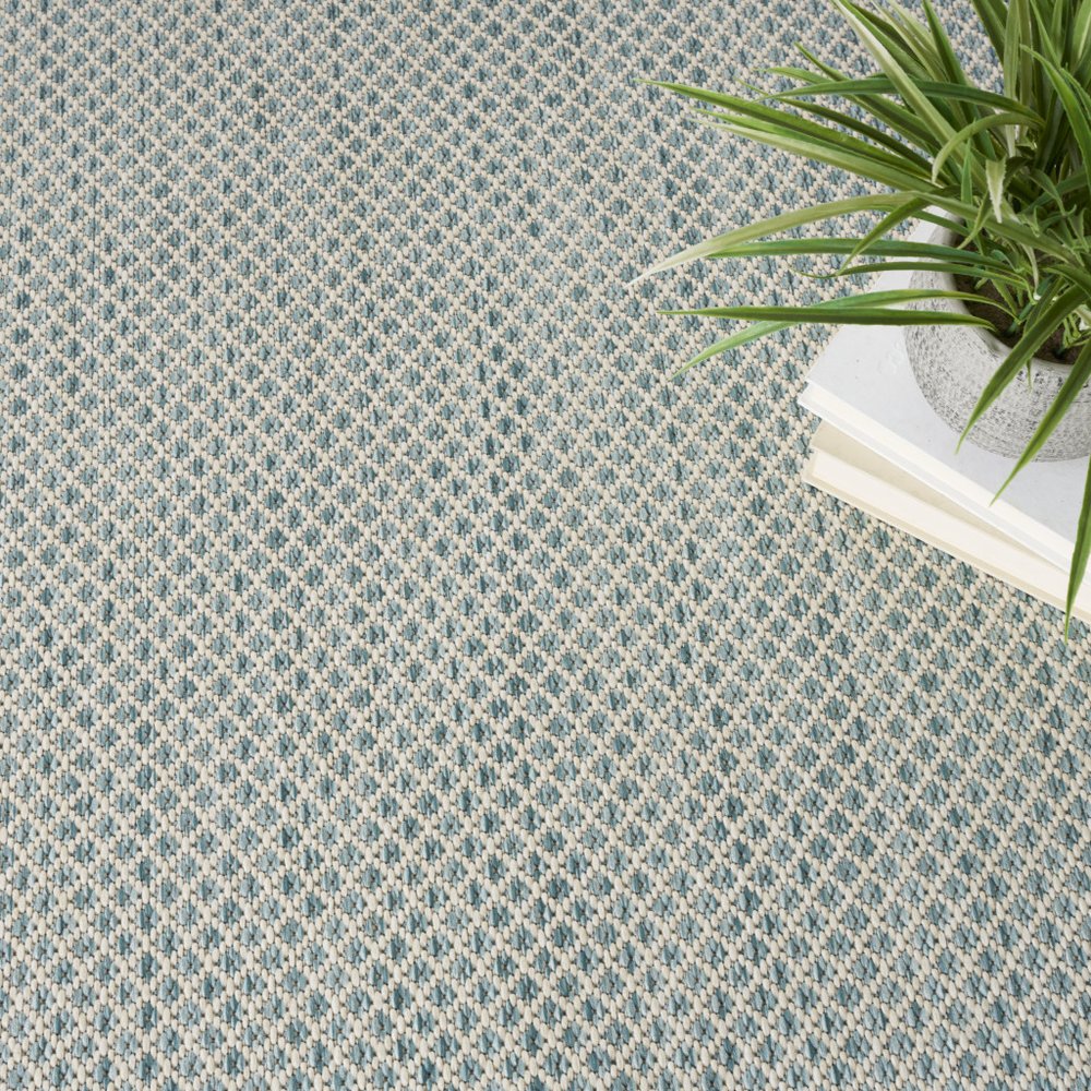 6' Blue Square Geometric Power Loom Area Rug