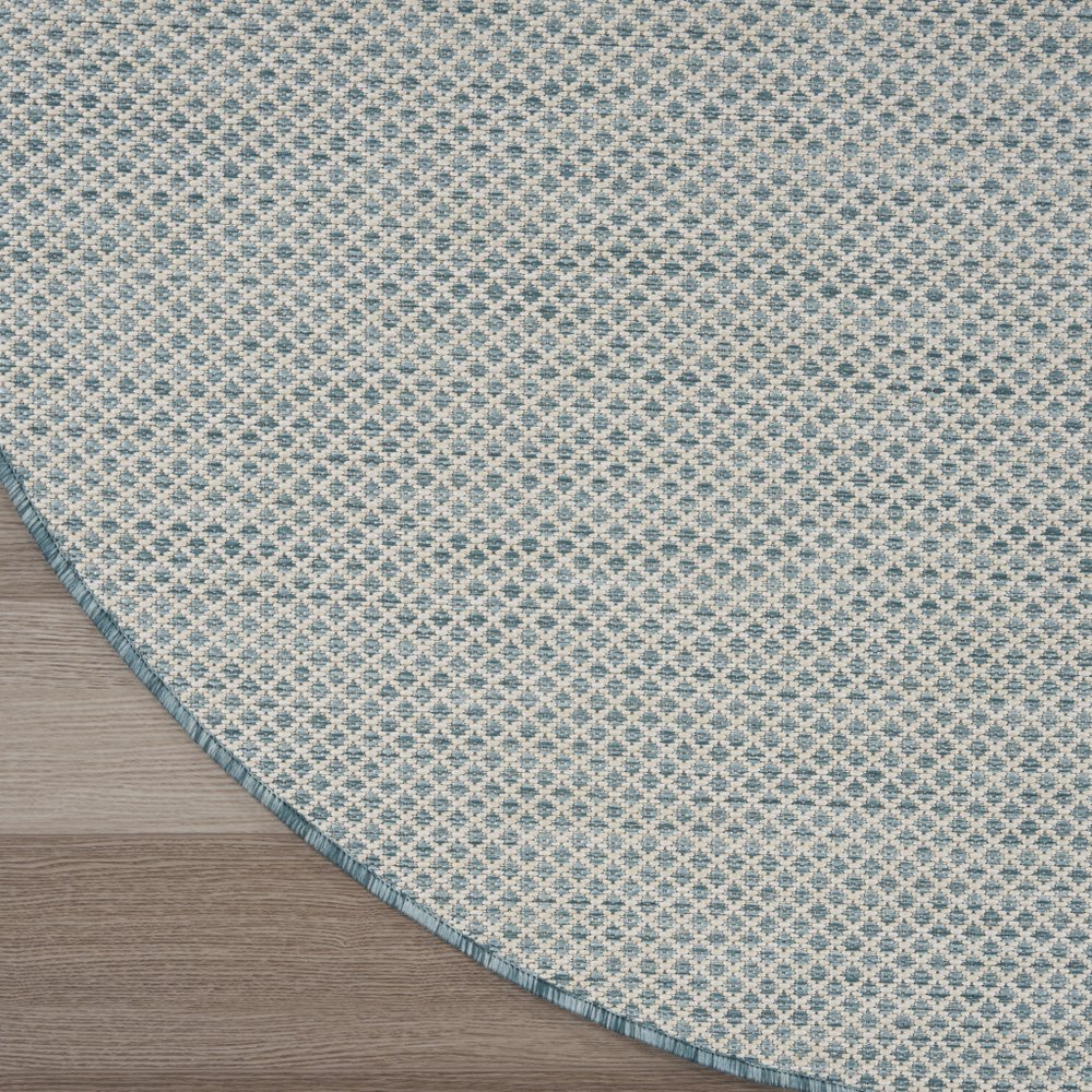 6' Blue Square Geometric Power Loom Area Rug