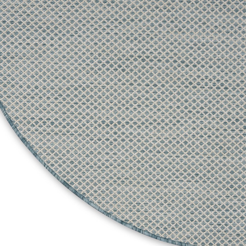 6' Blue Square Geometric Power Loom Area Rug