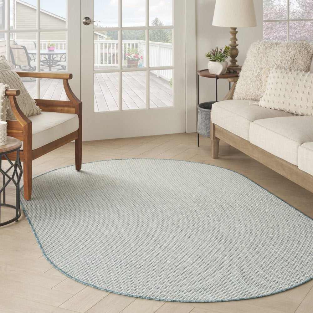 6' Blue Square Geometric Power Loom Area Rug