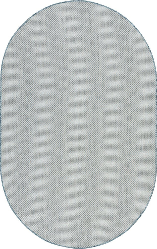 6' Blue Square Geometric Power Loom Area Rug
