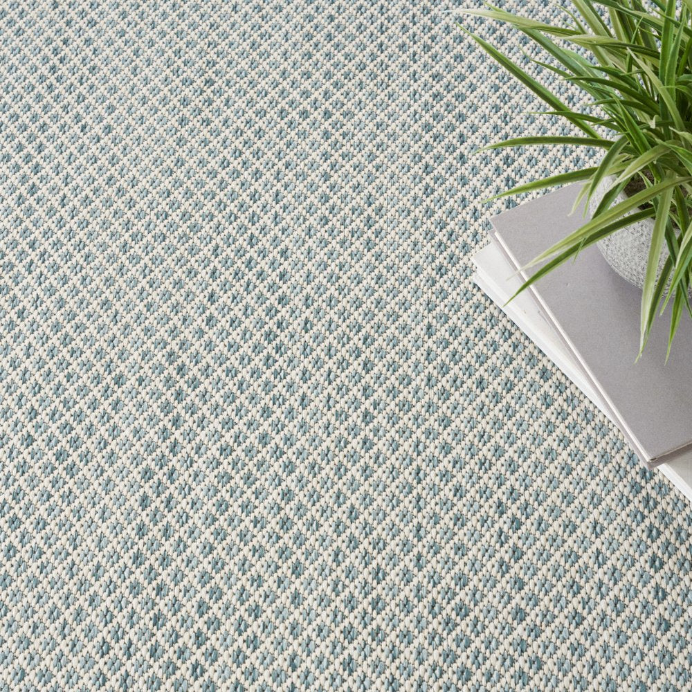 6' Blue Square Geometric Power Loom Area Rug