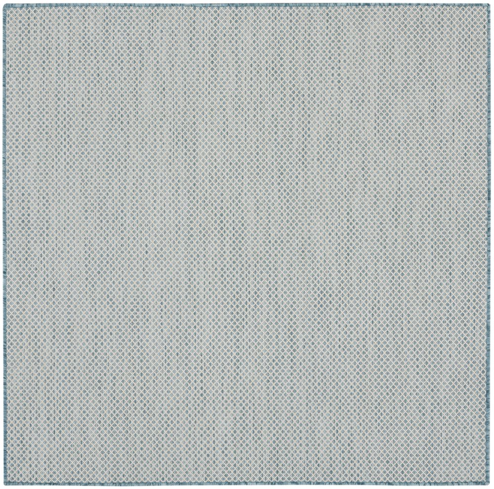 6' Blue Square Geometric Power Loom Area Rug