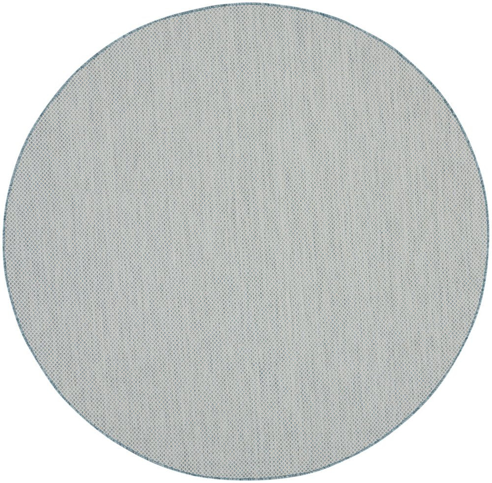 6' Blue Square Geometric Power Loom Area Rug
