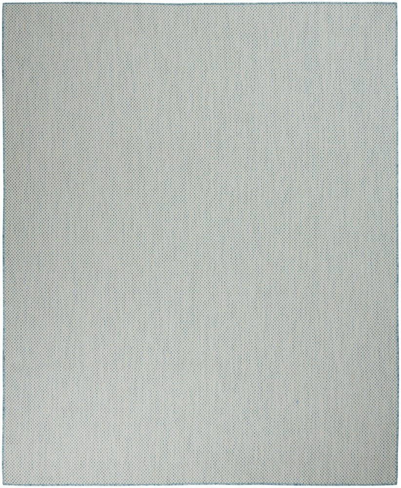 7' X 10' Aqua And Ivory Indoor Outdoor Area Rug