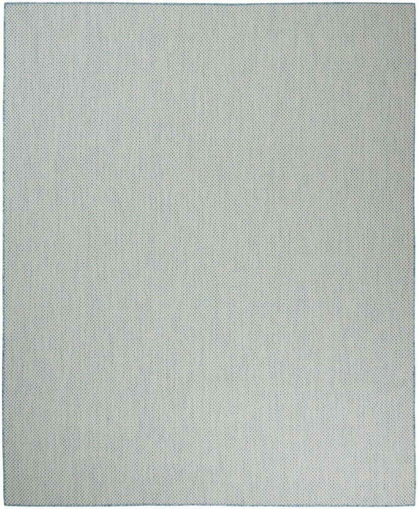 8' X 10' Aqua And Ivory Indoor Outdoor Area Rug