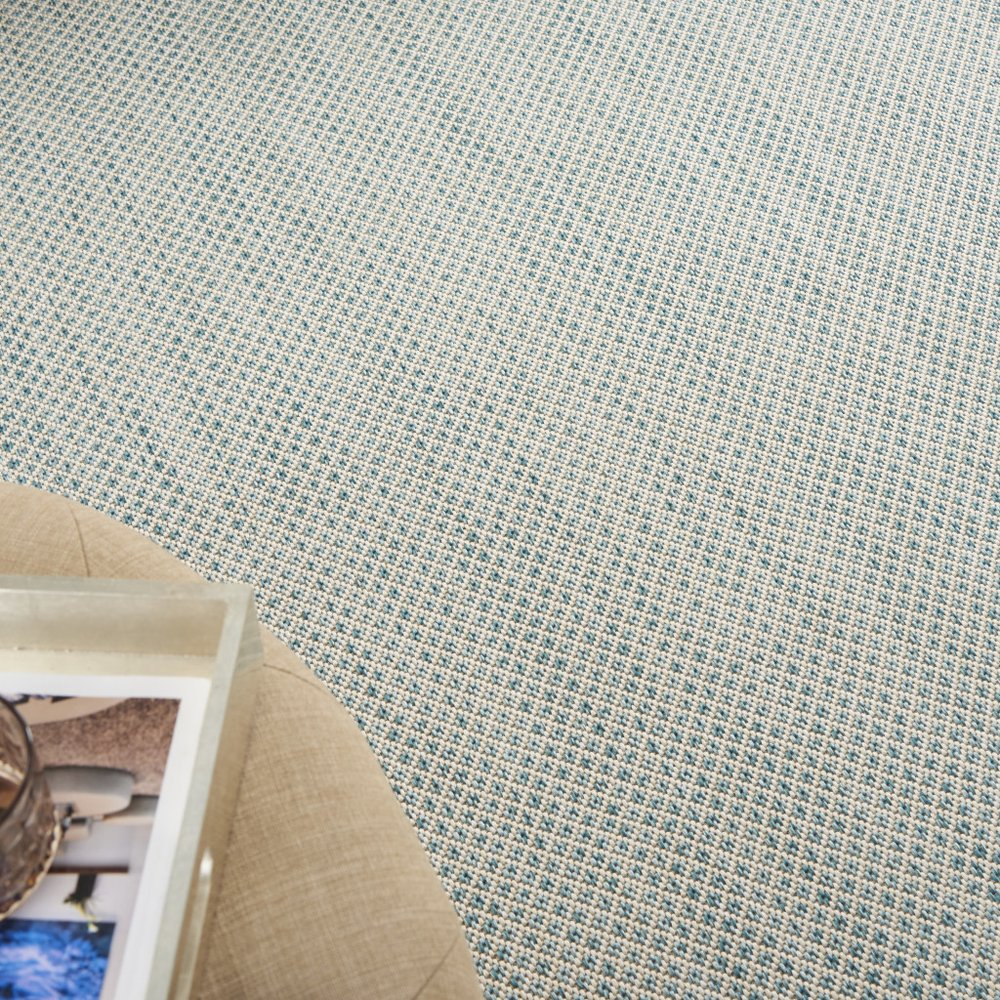 5' X 7' Aqua Geometric Power Loom Area Rug