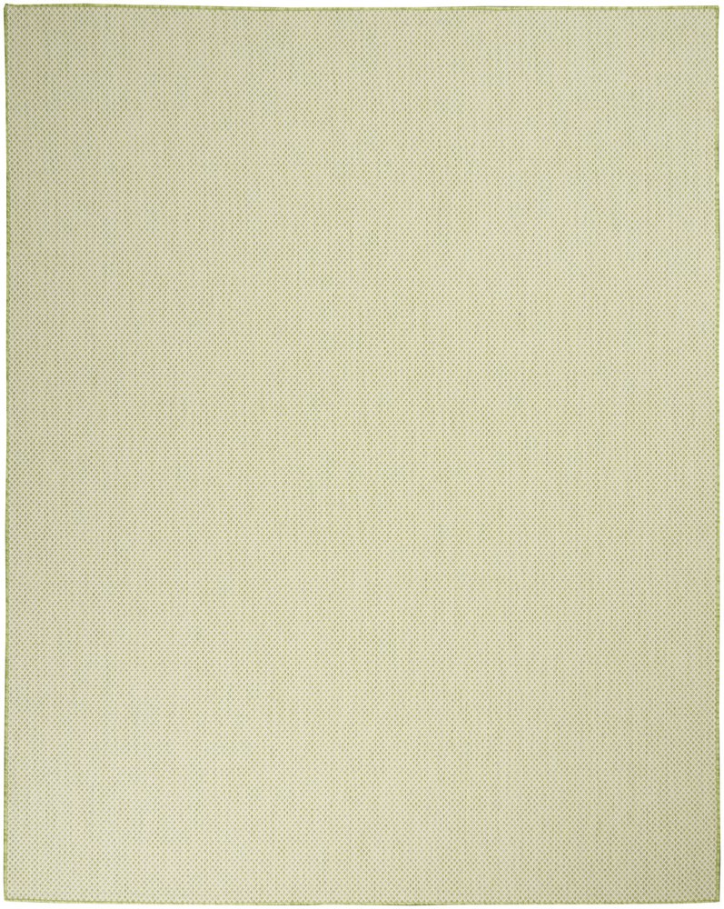 7' X 10' Green And Ivory Indoor Outdoor Area Rug