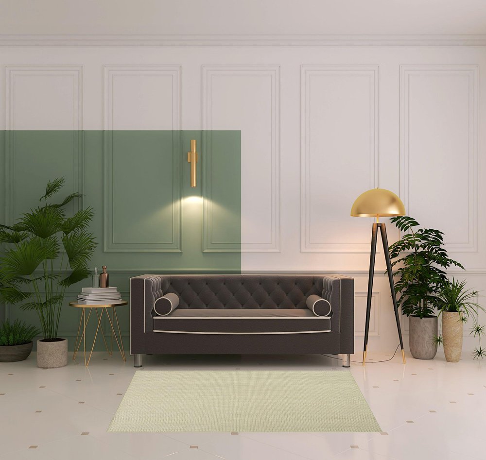 6' X 9' Green Geometric Power Loom Area Rug