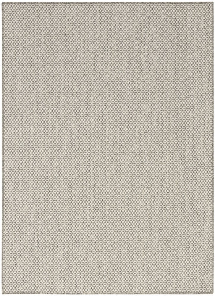 6' X 9' Ivory and Silver Indoor Outdoor Area Rug