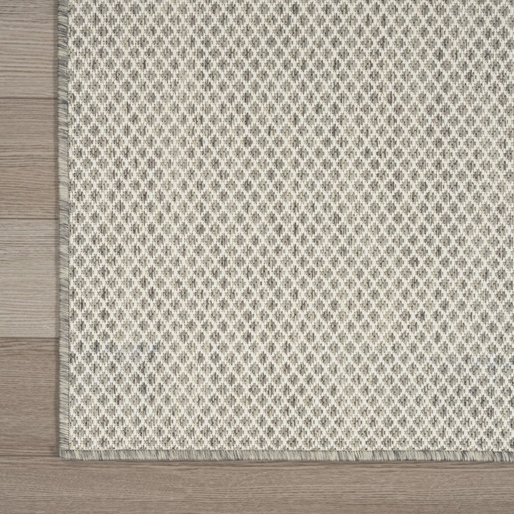 6' X 9' Ivory and Silver Indoor Outdoor Area Rug