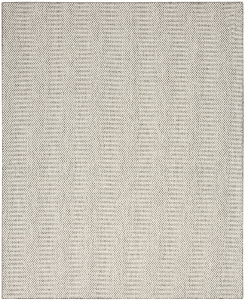 7' X 10' Ivory And Silver Indoor Outdoor Area Rug