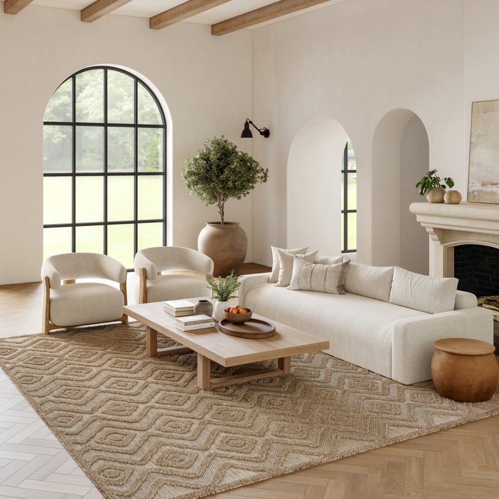 8' X 10' Cream Indoor Outdoor Area Rug