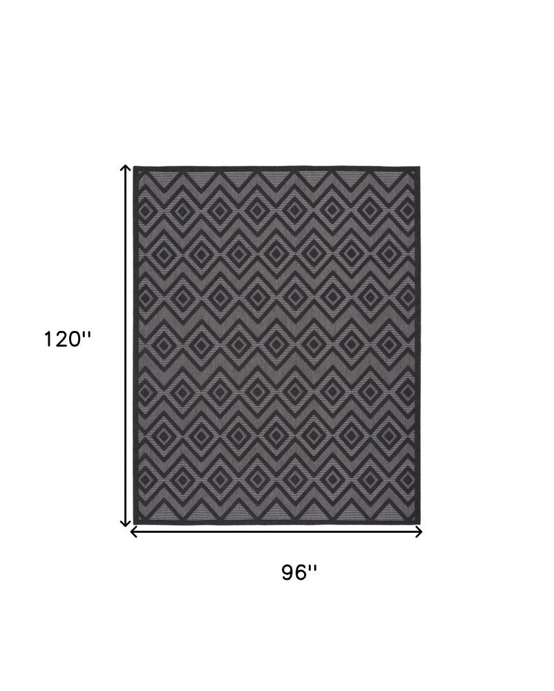 8' X 10' Black Indoor Outdoor Area Rug
