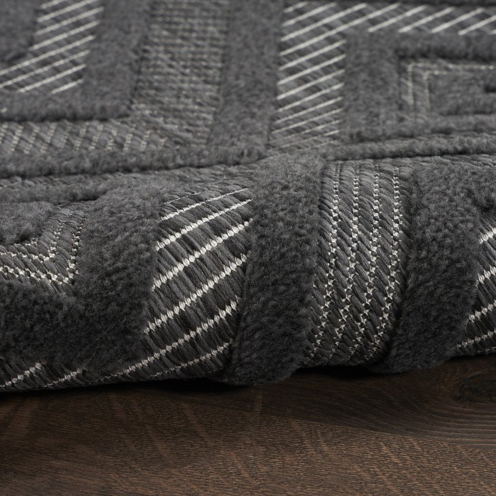 8' X 10' Black Indoor Outdoor Area Rug