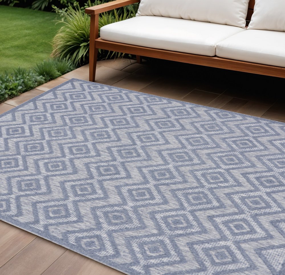 8' X 10' Blue Indoor Outdoor Area Rug