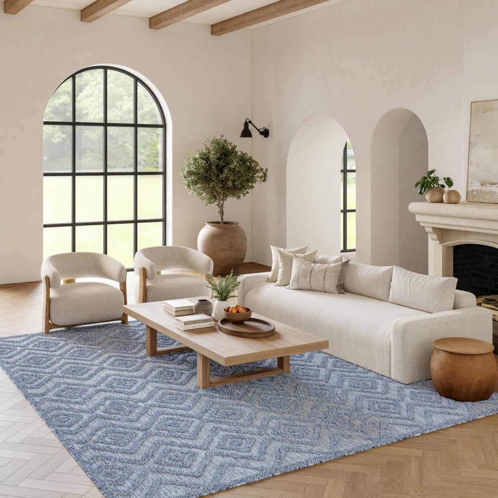 8' X 10' Blue Indoor Outdoor Area Rug