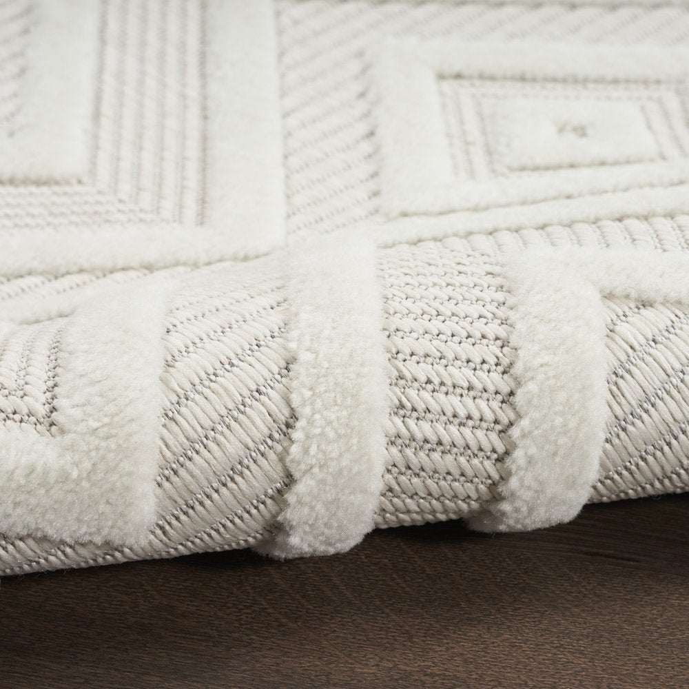 9' X 12' Ivory And White Indoor Outdoor Area Rug