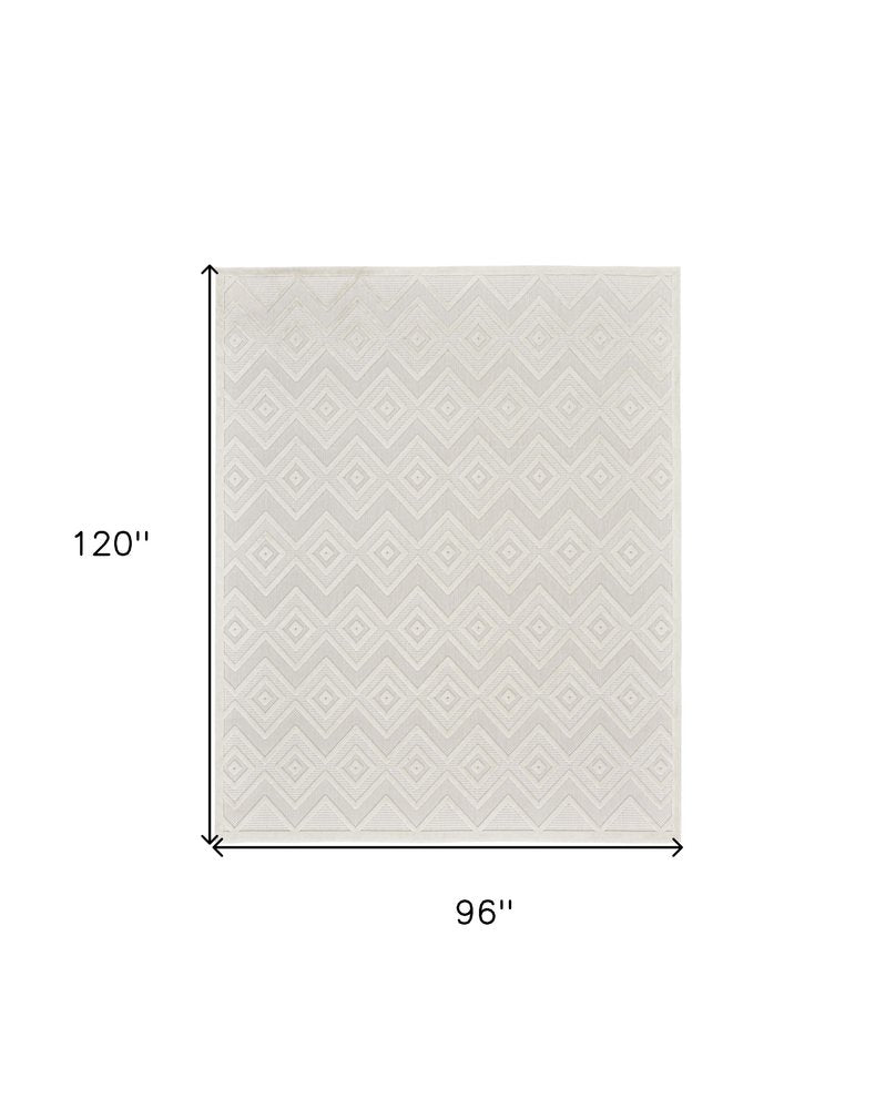 8' X 10' Cream Indoor Outdoor Area Rug
