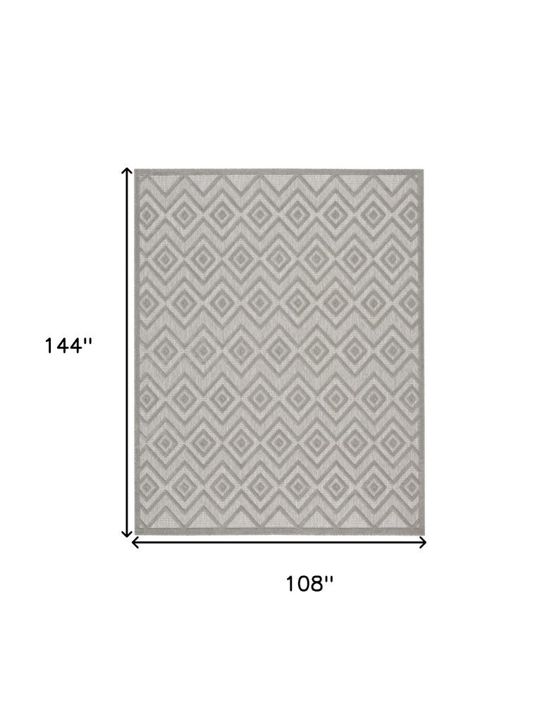 9' X 12' Gray And Silver Indoor Outdoor Area Rug