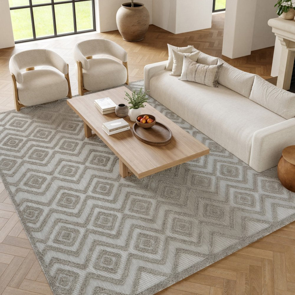 9' X 12' Gray And Silver Indoor Outdoor Area Rug