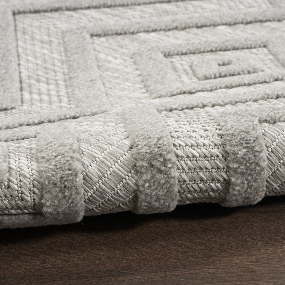 9' X 12' Gray And Silver Indoor Outdoor Area Rug