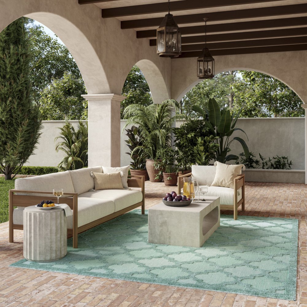 8' X 10' Aqua Indoor Outdoor Area Rug