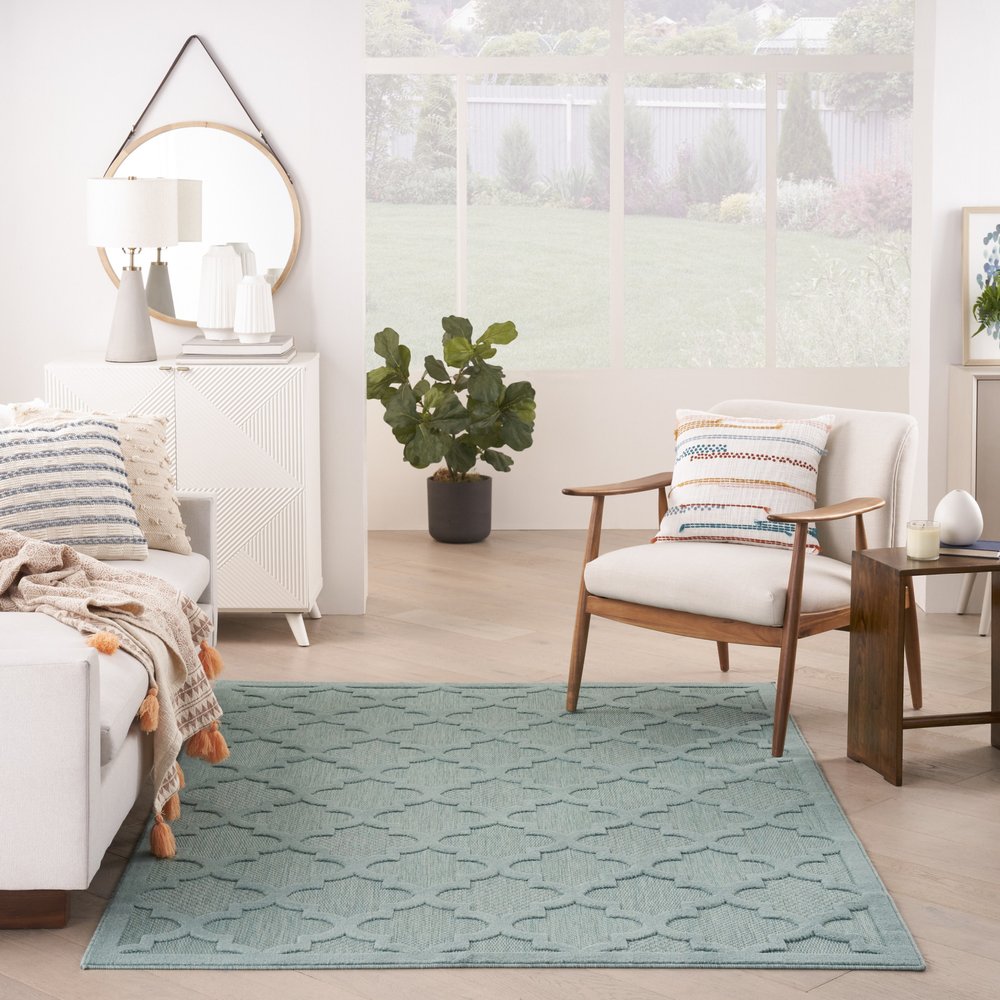 8' X 10' Aqua Indoor Outdoor Area Rug