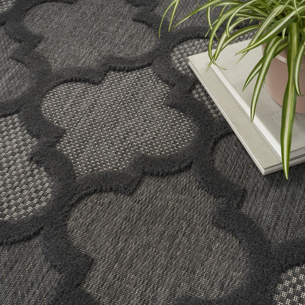 8' X 10' Black Indoor Outdoor Area Rug