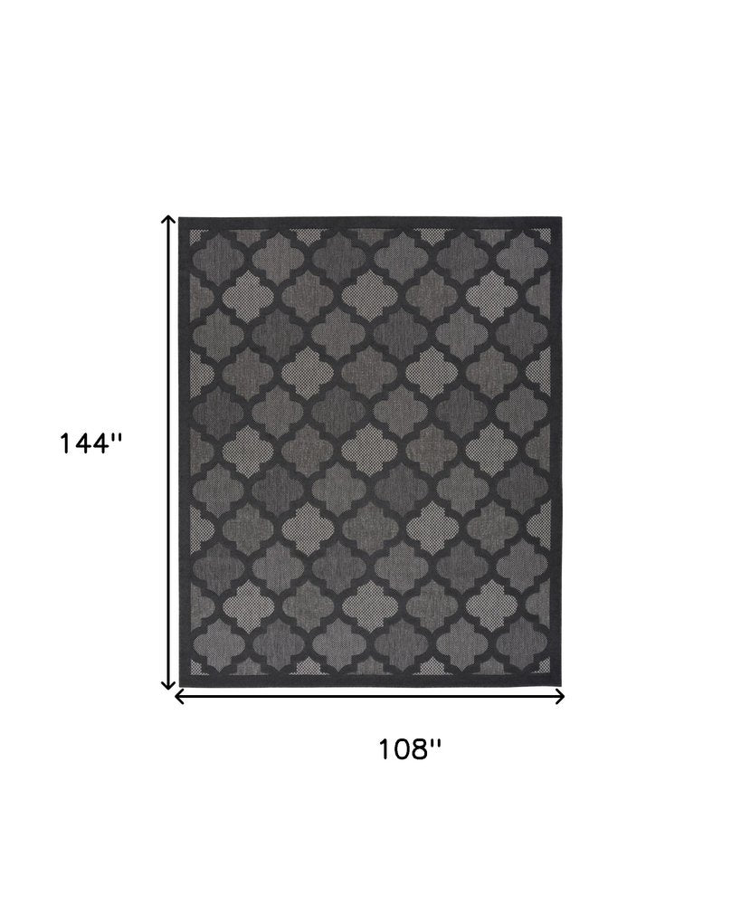 9' X 12' Charcoal And Gray Indoor Outdoor Area Rug