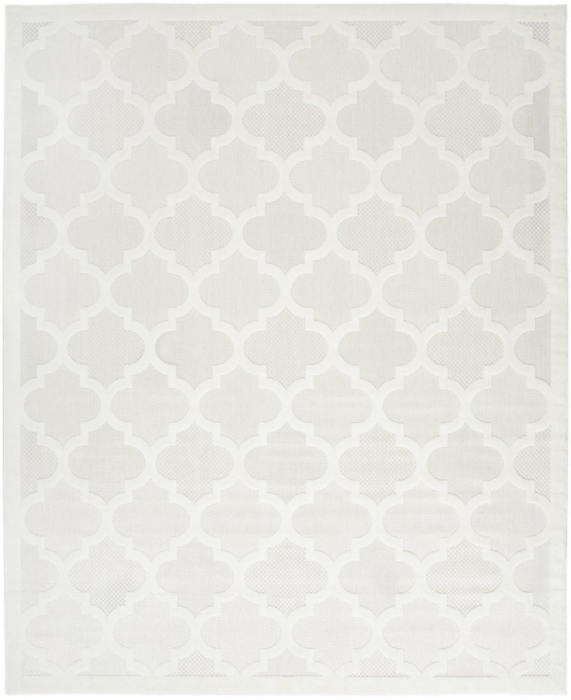 9' X 12' Ivory And White Indoor Outdoor Area Rug