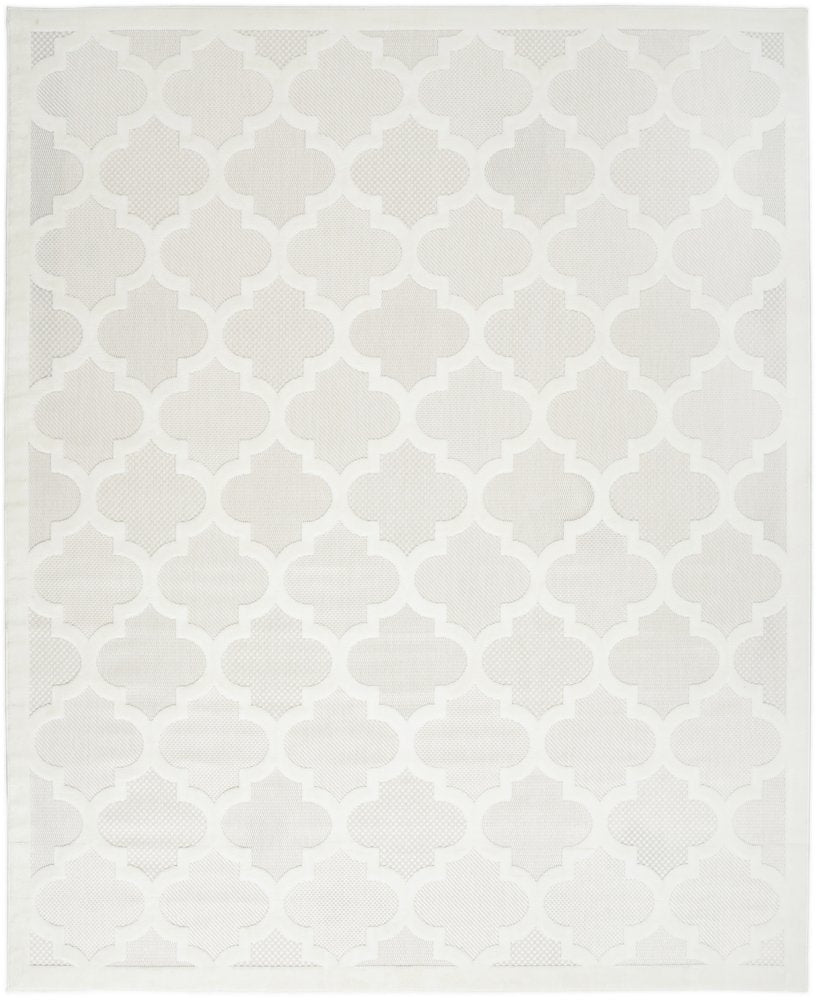 9' X 12' Ivory And White Indoor Outdoor Area Rug