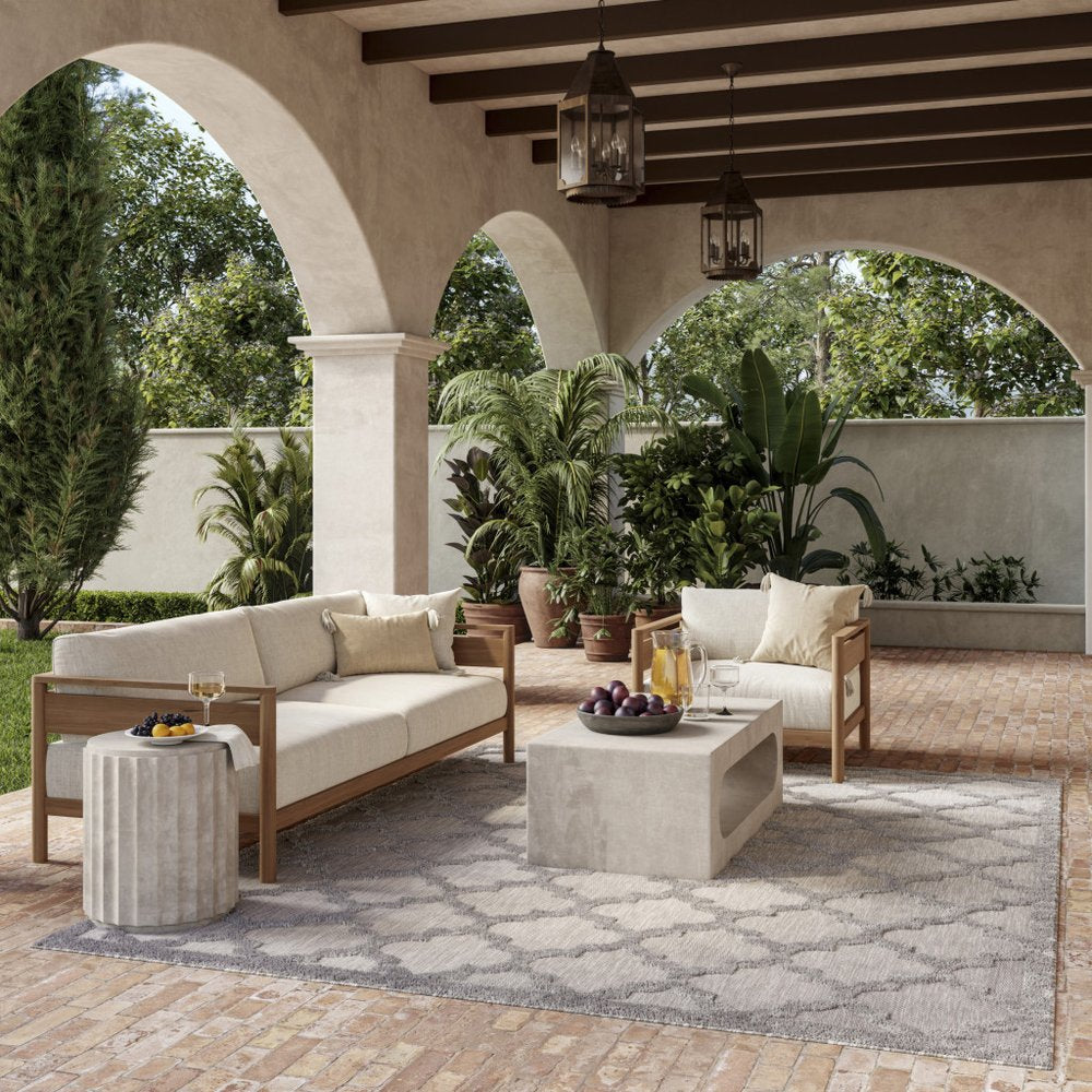 6' X 9' Cream Geometric Flatweave Area Rug