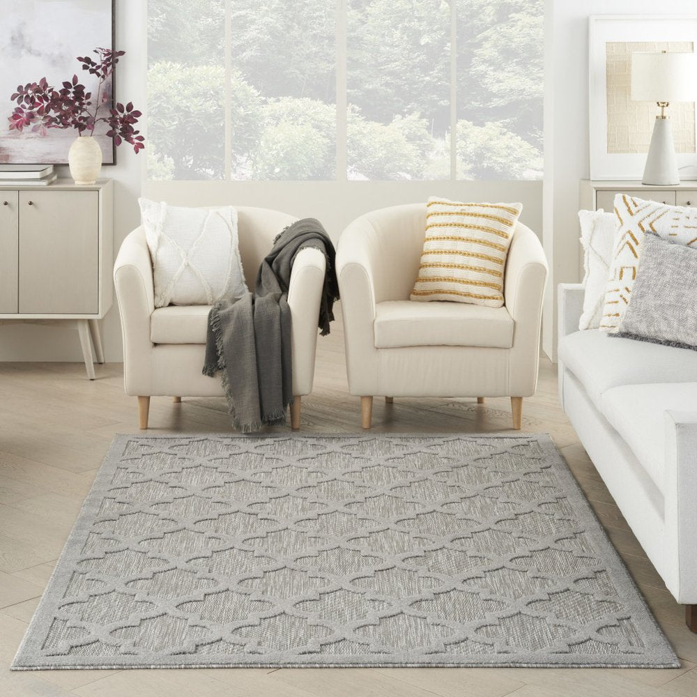 6' X 9' Cream Geometric Flatweave Area Rug