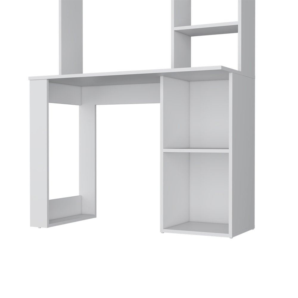 39" White Wood Computer Desk With Hutch