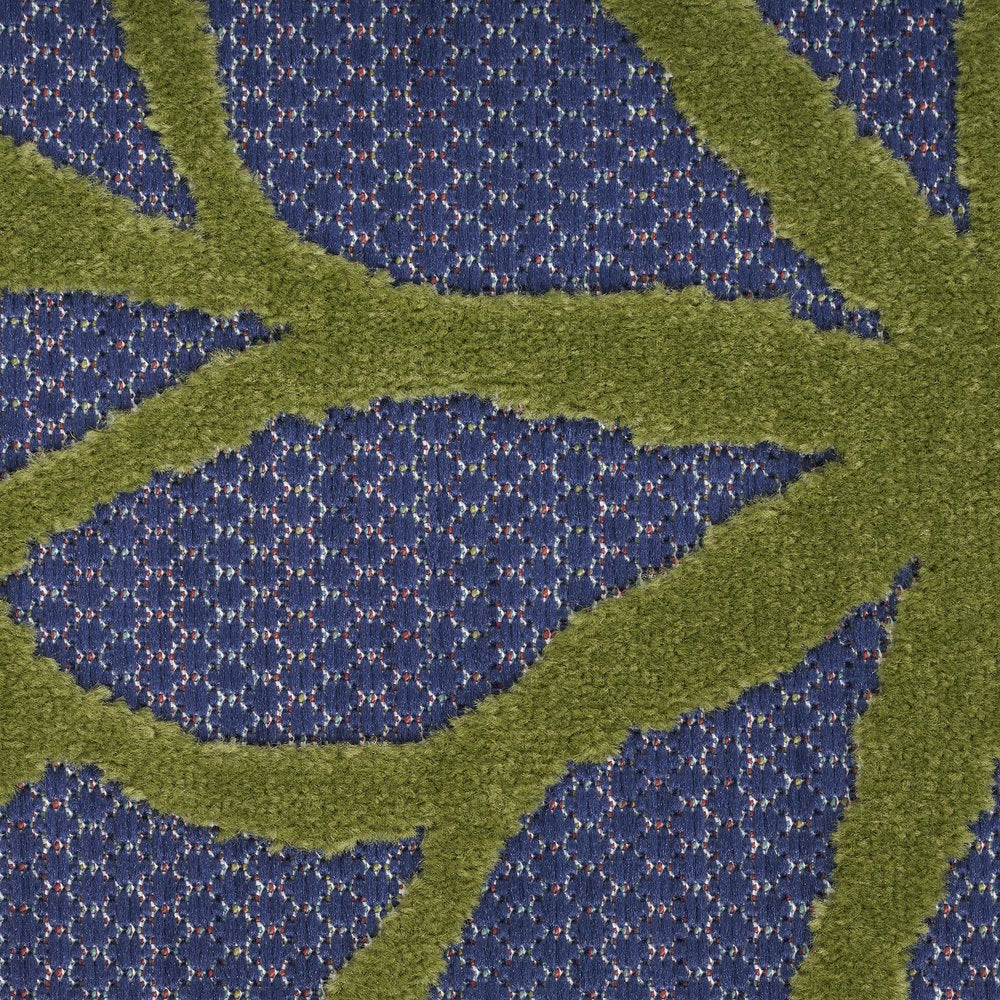5' X 7' Blue Yellow and Green Indoor Outdoor Area Rug