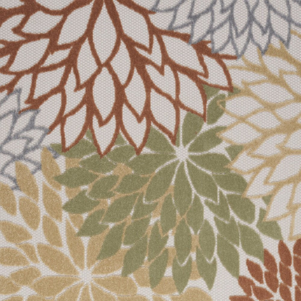 5' X 7' Ivory Green And Blue Indoor Outdoor Area Rug