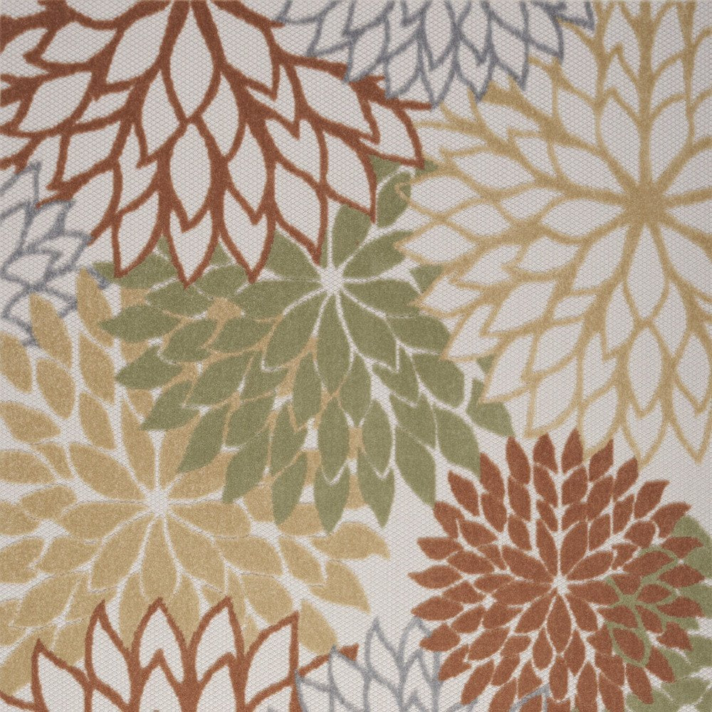 5' X 7' Ivory Green And Blue Indoor Outdoor Area Rug