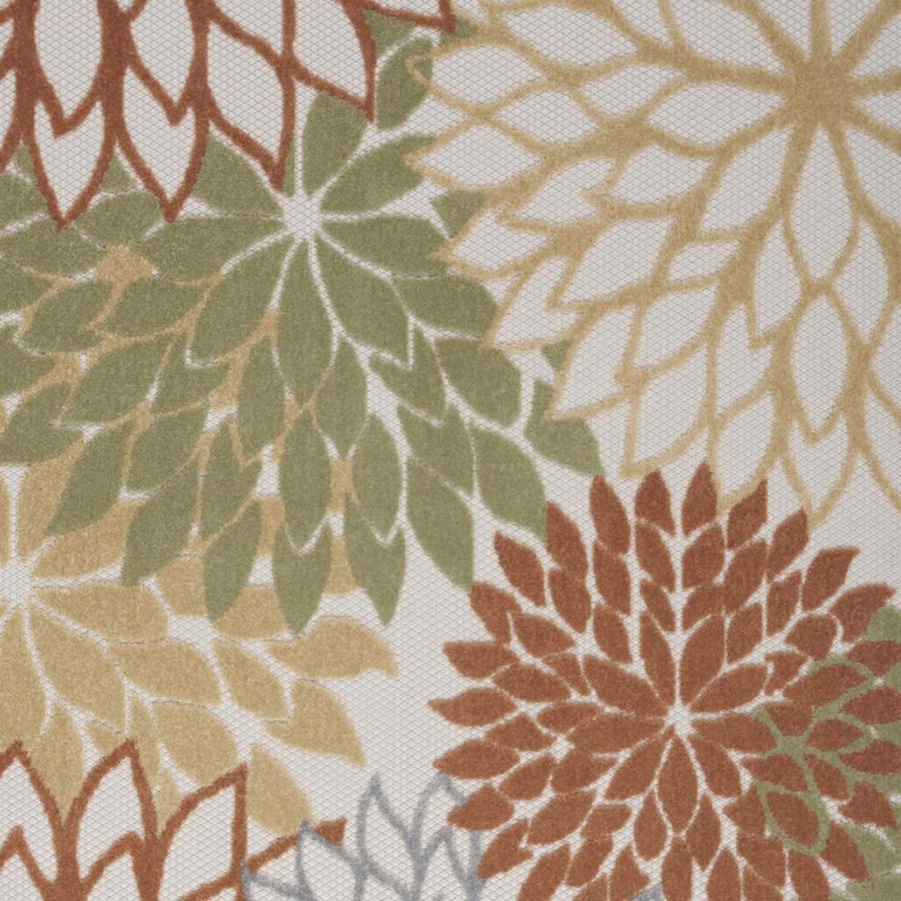 4' X 6' Ivory Green And Blue Indoor Outdoor Area Rug