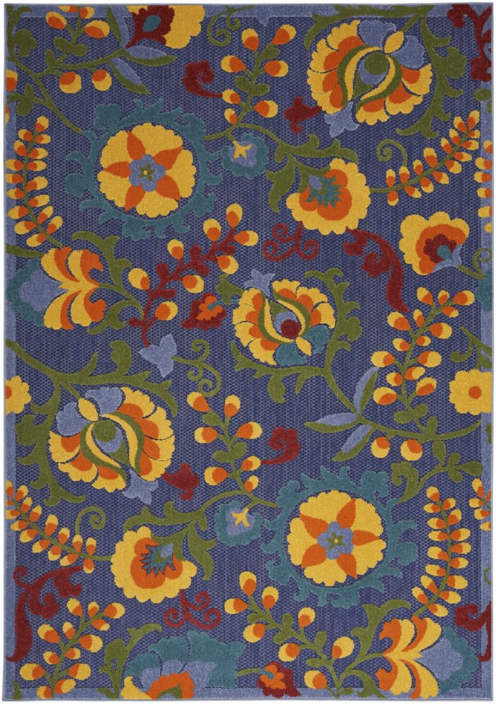 6' X 9' Blue Yellow And Green Indoor Outdoor Area Rug