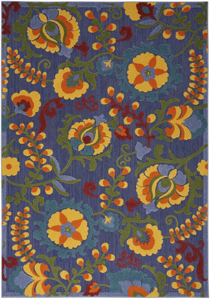 6' X 9' Blue Yellow And Green Indoor Outdoor Area Rug