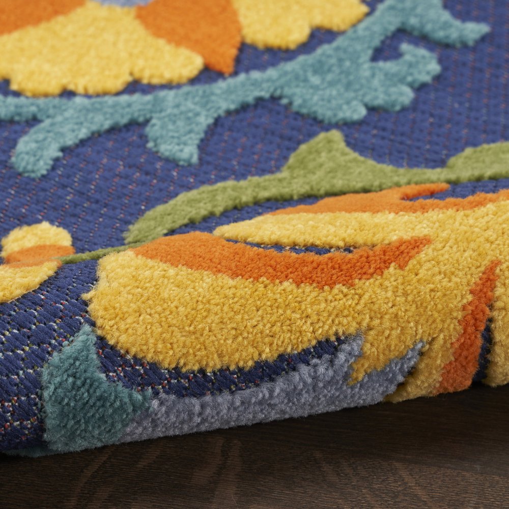 4' X 6' Blue Yellow And Green Indoor Outdoor Area Rug