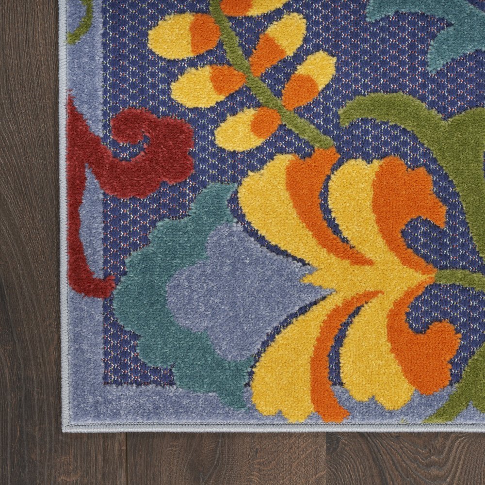 5' X 7' Blue Yellow And Green Indoor Outdoor Area Rug