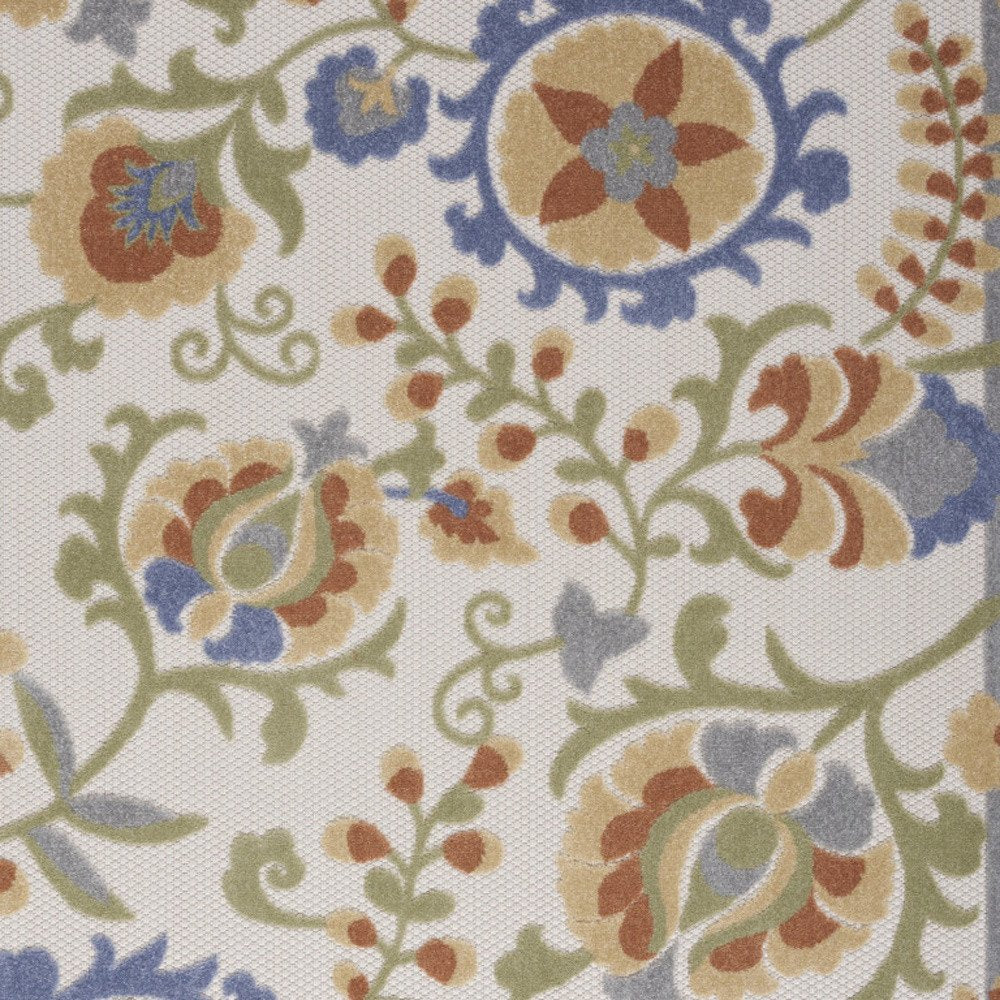 6' X 9' Ivory And Blue Indoor Outdoor Area Rug