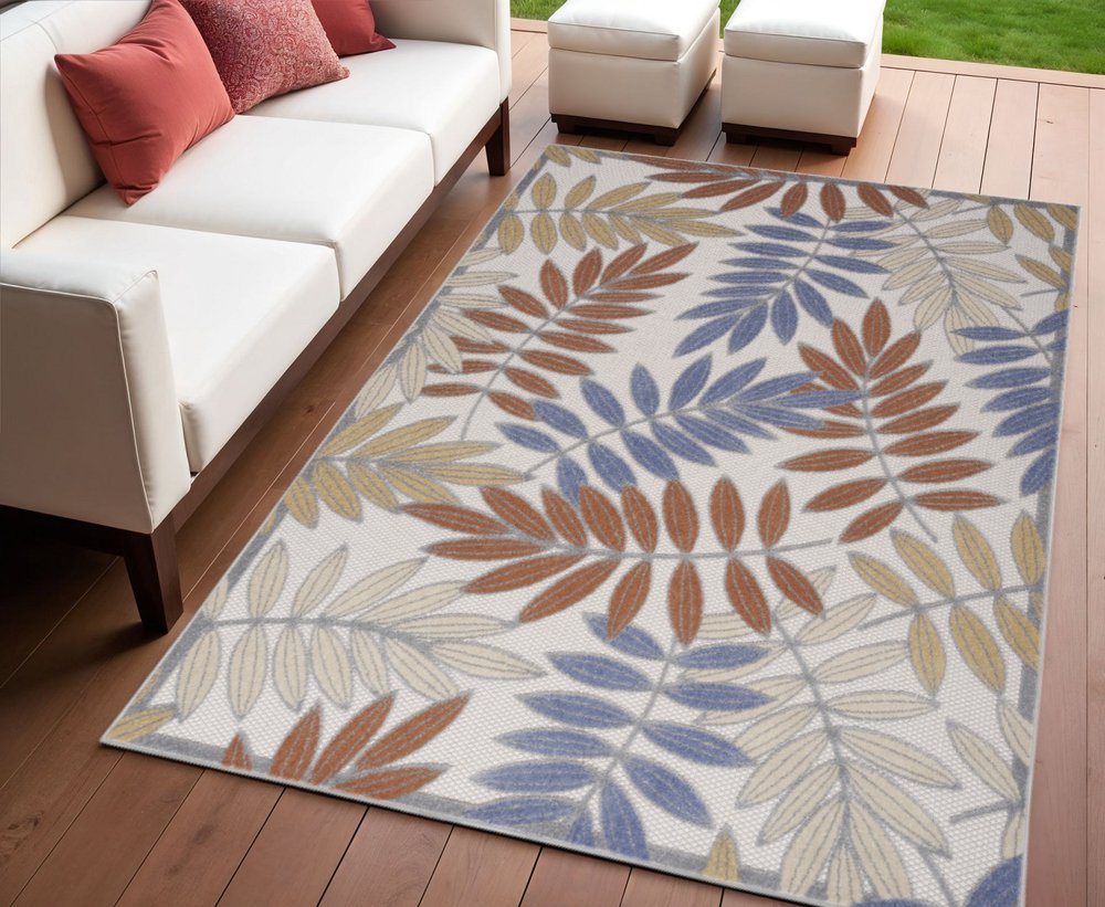 4' X 6' Blue Indoor Outdoor Area Rug