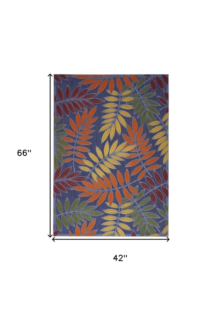 4' X 6' Orange Green And Blue Indoor Outdoor Area Rug