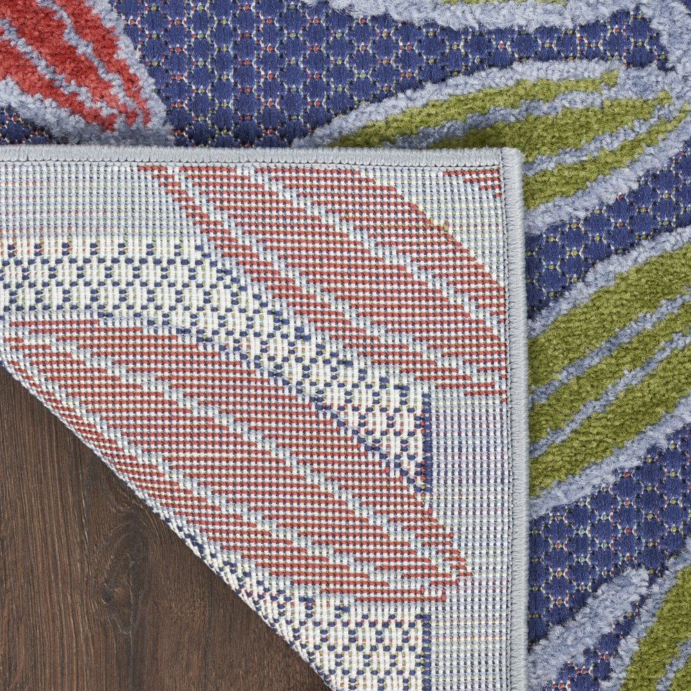 5' X 7' Orange Green And Blue Indoor Outdoor Area Rug