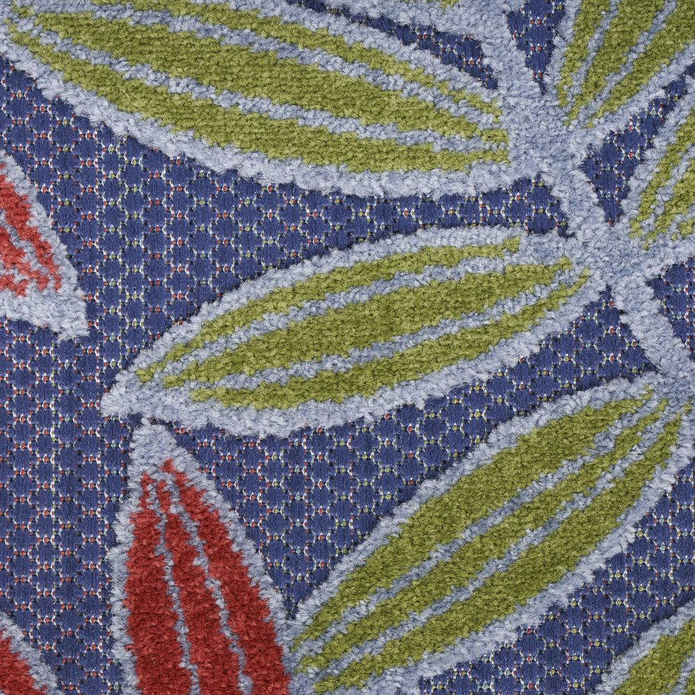 5' X 7' Orange Green And Blue Indoor Outdoor Area Rug